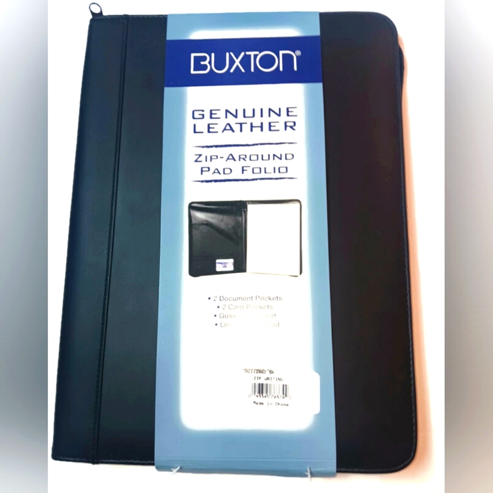 BUXTON ZIPAROUND Portfolio &  Pad Holder,BLACK